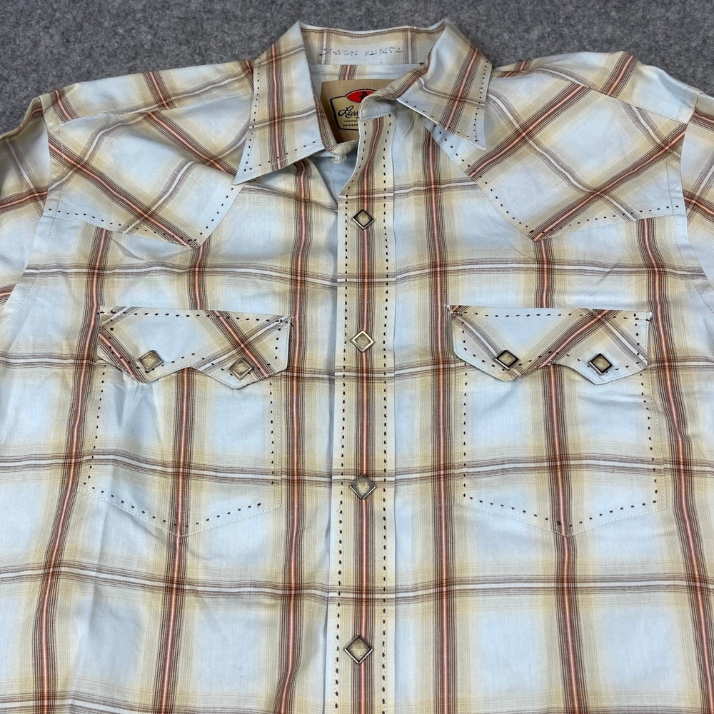 Larry Mahan Western Pearl Snap Shirt Mens Medium Plaid Rodeo Ranchwear